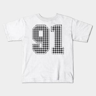 Plaid Number - 91 - Dark Kids T-Shirt